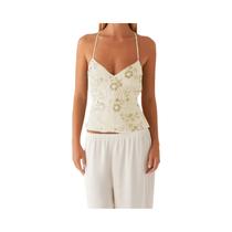 Camisola Feminina Com Lantejoulas, Alça Espaguete, Ajuste Slim, Top Curto, Fairycore Streetwear