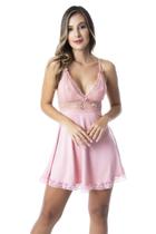 Camisola Feminina Curta em Microfibra e Renda Linda Lingerie