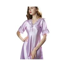 Camisola Feminina de Cetim com Decote V - Vestido Longo para Dormir - Seda Gelada