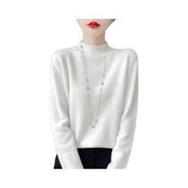 Camisola Feminina de Malha de Veludo – Meia Altura, Soltinha, Manga Longa – Ideal para Outono/Inverno