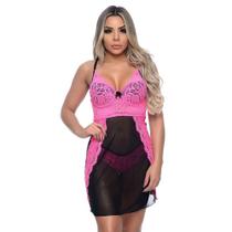 Camisola feminina de tule com detalhes em renda - tamanho gg - MISS COLECTION