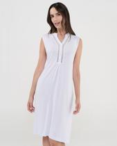 Camisola Feminina Sem Manga com Botões e Renda Entredós Azul Celeste Lohe