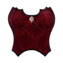 Camisola Feminina Sem Mangas Com Renda Teia De Aranha E Costas Abertas, Estilo Corpete Sexy Com