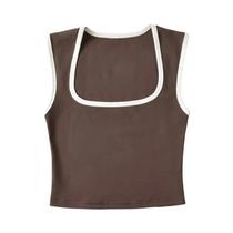 Camisola Feminina Slim Fit Sem Mangas - Gola Quadrada, Estilo Y2K e Streetwear