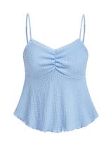 Camisola feminina SOLY HUX, franzida em peplum, azul esvoaçante, XS Camisola feminina SOLY HUX, franzida em peplum, azul esvoaçante, XS