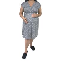 Camisola Gestante Plus Size Amamentação com Botões Manga Curta