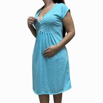 Camisola Grávida Plus Size manga curta amamentação Céu Azul 5289PLUS Camisola Grávida Plus Size manga curta amamentação Céu Azul 5289PLUS