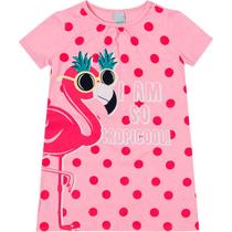 Camisola Infantil Feminina Curta Rosa Flamingo Tropicool - Malwee