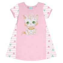 Camisola Infantil Kyly em Algodão Gatinho Brilha no Escuro Rosa