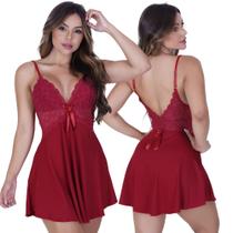 Camisola Leide sem Bojo de Microfibra Light e Renda Feminino
