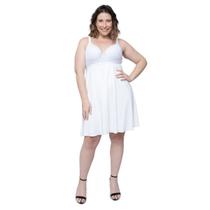 Camisola Linda Gestante Amamentação Sensual Branca com Bojo em Liganete