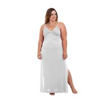Camisola Longa Com Renda Branco Liganete Sepie 1010-PL Plus Size
