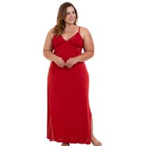 Camisola Longa Com Renda Vermelho Liganete Sepie 1010-PL Plus Size