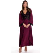 Camisola Longa com Robe Luxo Lua de Mel Moda de Baixo - ES214-219