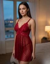 Camisola Love Rubi em tulle e renda com escrita na calcinha TODA SUA