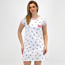 Camisola Lua Encantada Manga Curta em Poá Feminina Camisola Lua Encantada Manga Curta em Poá Feminina