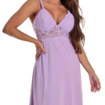 Camisola Luxuosa Longa de Amamentação: Elegância em Renda e Microfibra Pós-Parto - 350