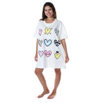 Camisola Manga Curta Camisetão Corações 100% algodão Camisola Manga Curta Camisetão Corações 100% algodão