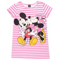 Camisola Manga Curta Infantil Mickey E Minnie Rosa - Disney