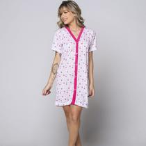 Camisola Maternidade Botão na Frente Manga Curta Pós Cirúrgica Pijama Gestante