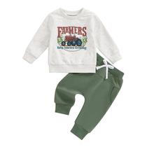 Camisola Outfit Lucikamy Toddler Baby Boy Tractor e calças