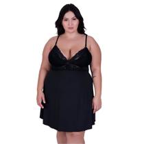 Camisola Plus Size Bicolor Detahe de Renda Adulto Feminino Sheyla