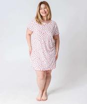 Camisola Plus Size Canelada Corações Marisa Off White-67061 Camisola Plus Size Canelada Corações Marisa Off White-67061