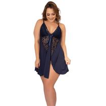Camisola Plus Size Curta Romantic Renda Sem Bojo