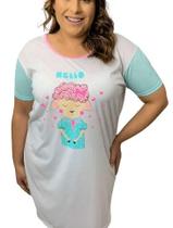 Camisola Plus Size Feminino Adulto Baby Doll Roupa De Dormir Extra Grande Estampado Poliéster