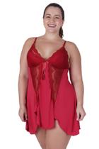 Camisola Plus Size Fenda Detalhe Renda - c2 CAMISOLA BIA