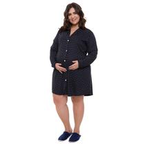 Camisola Plus Size Linda Gestante Curta Manga Longa Amamentação com Botões Camisola Plus Size Linda Gestante Curta Manga Longa Amamentação com Botões