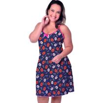 Camisola Plus size longa Estampada em Liganete sem bojo alças fixas tamanho G1 ao G4 Ashiaki