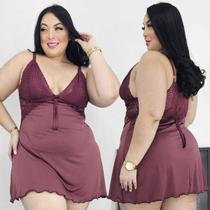 Camisola Plus Size Sem Bojo Renda Sexy Lingerie Sensual Luxo
