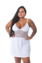 Camisola Plus Size Sensual Sem Bojo Detalhe em Renda Lingerie Feminina Pijama Sexy Linha Noite