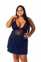 Camisola Plus Size Sensual Sem Bojo Detalhe em Renda Lingerie Feminina Pijama Sexy Linha Noite
