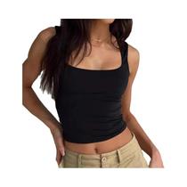 Camisola Preta sem Mangas - Top Casual Sexy Y2K Verão