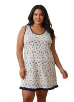 Camisola Regata Feminina Plus Size Estampa Floral Confortável Camisão Dormir Verão Extra Grande Camisola Regata Feminina Plus Size Estampa Floral Confortável Camisão Dormir Verão Extra Grande