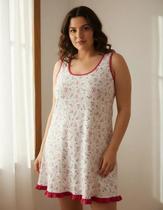 Camisola Regata Feminina Plus Size Estampa Floral Confortável Camisão Dormir Verão Extra Grande
