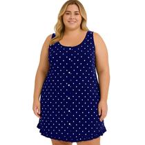 Camisola Regata Feminina Plus Size Estampa Poá Larga Discreta Botão Pijama Dormir Verão Camisola Regata Feminina Plus Size Estampa Poá Larga Discreta Botão Pijama Dormir Verão