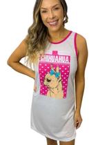Camisola Regata Feminino Adulto Estampada Baby Doll Roupa De Dormir Poliéster