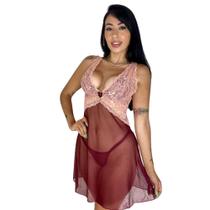 Camisola Rendada Sem Bojo Sexy Bicolor Vestido Para Dormir Confortável Feminino Sensual