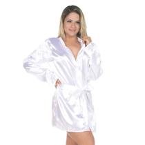 Camisola Robe em Cetim Branca Pimenta Sexy