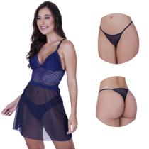 Camisola sem Bojo com Calcinha Tule Transparente - CAMISOLA JOANA