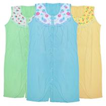 Camisola senhora algodão confortável sem manga vestido com botões Camisola senhora algodão confortável sem manga vestido com botões