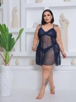 Camisola sensual em tule e renda plus size Camisola sensual em tule e renda plus size