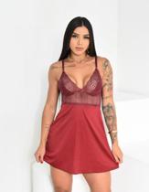 Camisola Sensual luxo microfibra e Renda Alças reguláveis