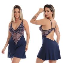 Camisola Sensual Renda Bordada Decote Sexy Luxo Alças Reguláveis