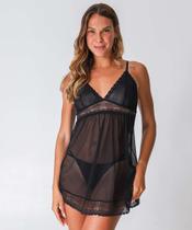 Camisola Sensual Tule Recorte Renda Marisa-48181
