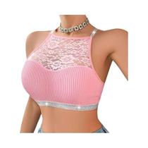 Camisola Sexy De Renda Floral Para Mulheres, Lingerie Respirável E Confortável, Top Para Festas