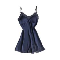 Camisola Sexy de Seda Halter Feminina - Pijamas de Cetim para Primavera/Verão